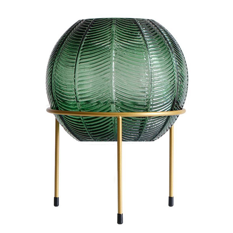Ваза на подставке Vase Golden Throat Ball Зеленый Золотой Ваза на подставке Vase Golden Throat Ball Зеленый Золотой в Грозном | Loft Concept