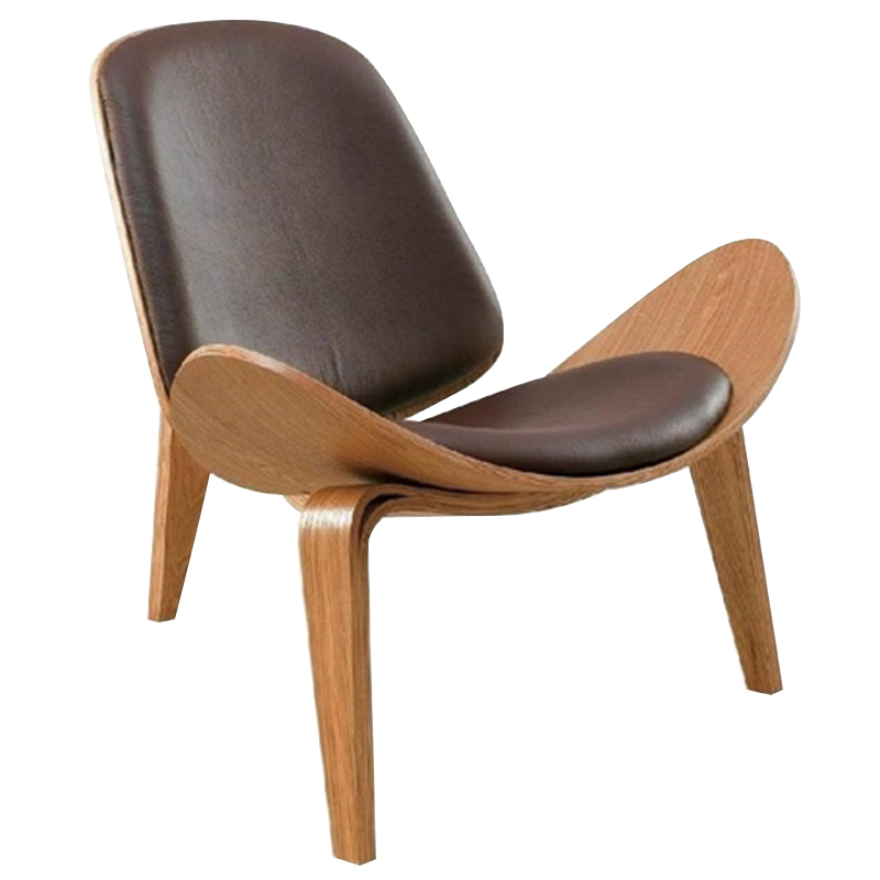 Дизайнерское кресло Shell Chair CH07 Экокожа Коричневый Дизайнерское кресло Shell Chair CH07 Экокожа Коричневый в Грозном | Loft Concept