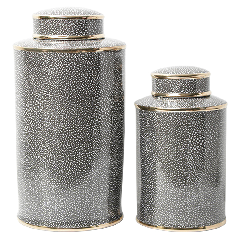 Ваза с крышкой Ceramic Grey Ornament Gold Vase Серый Золотой Ваза с крышкой Ceramic Grey Ornament Gold Vase Серый Золотой в Грозном | Loft Concept