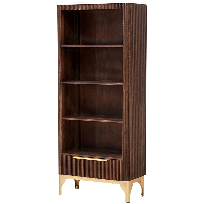 Стеллаж Emmett Wood Rack Коричневый Латунь Белый Стеллаж Emmett Wood Rack Коричневый Латунь Белый в Грозном | Loft Concept