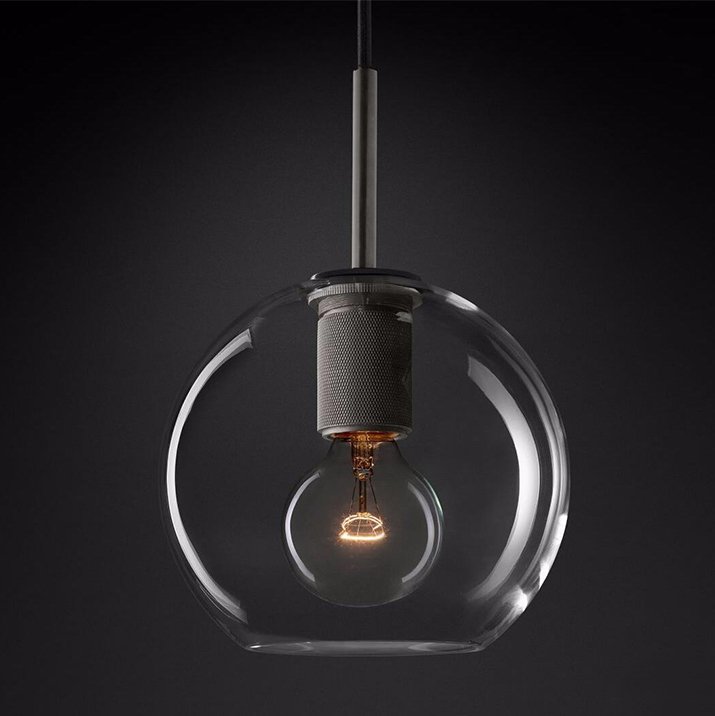 Подвесной светильник RH Utilitaire Globe Pendant Black Темная бронза Прозрачное Стекло Подвесной светильник RH Utilitaire Globe Pendant Black Темная бронза Прозрачное Стекло в Грозном | Loft Concept