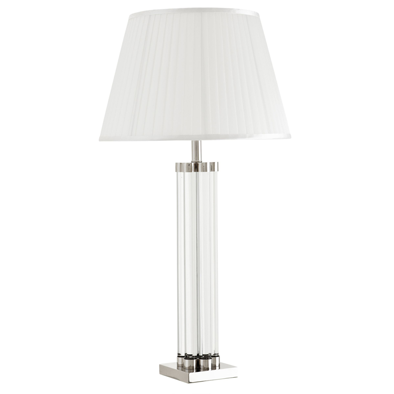 Настольная лампа Eichholtz Table Lamp Longchamp Прозрачный Белый Никель Настольная лампа Eichholtz Table Lamp Longchamp Прозрачный Белый Никель в Грозном | Loft Concept