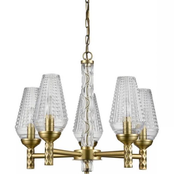 Люстра Ribbed Chandelier Латунь Прозрачный Люстра Ribbed Chandelier Латунь Прозрачный в Грозном | Loft Concept