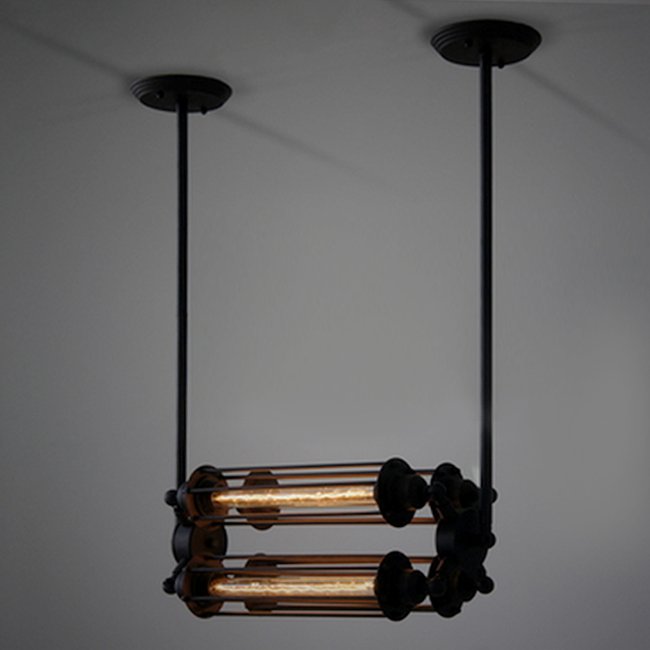 Подвесной светильник Loft Industrial Edison Cage Horizontal Quatro Черный Подвесной светильник Loft Industrial Edison Cage Horizontal Quatro Черный в Грозном | Loft Concept