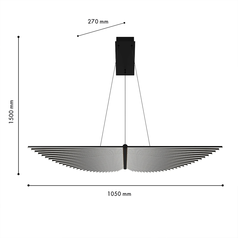 Люстра в виде распахнутых крыльев из тонких металлических планок Flight of Freedom в Грозном