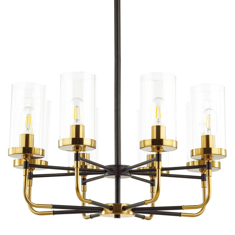 Люстра Greger chandelier 8 Черный Глянцевое золото Прозрачный Люстра Greger chandelier 8 Черный Глянцевое золото Прозрачный в Грозном | Loft Concept