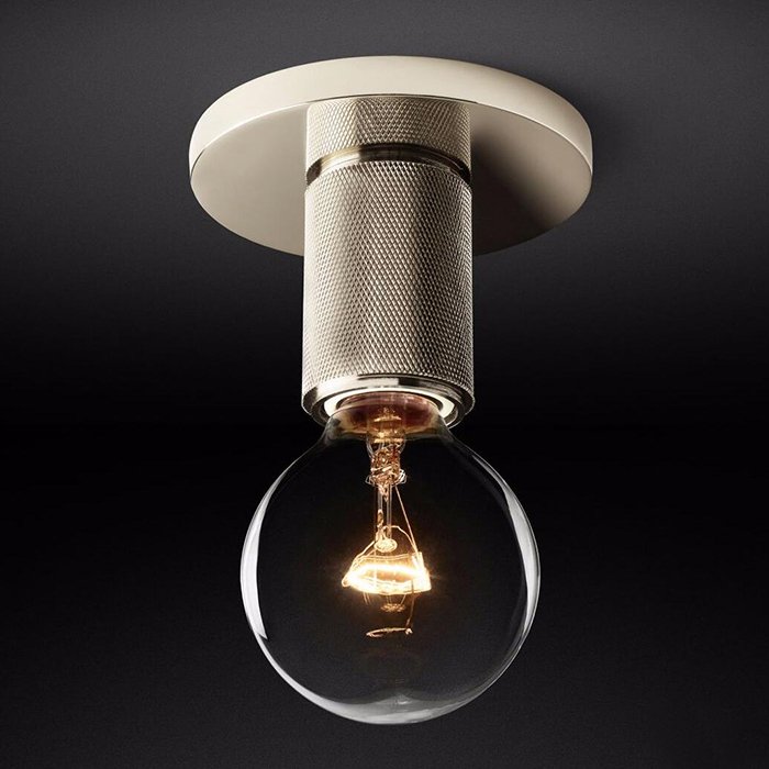 Потолочный светильник RH Utilitaire Socket Flushmount Silver Никель Потолочный светильник RH Utilitaire Socket Flushmount Silver Никель в Грозном | Loft Concept