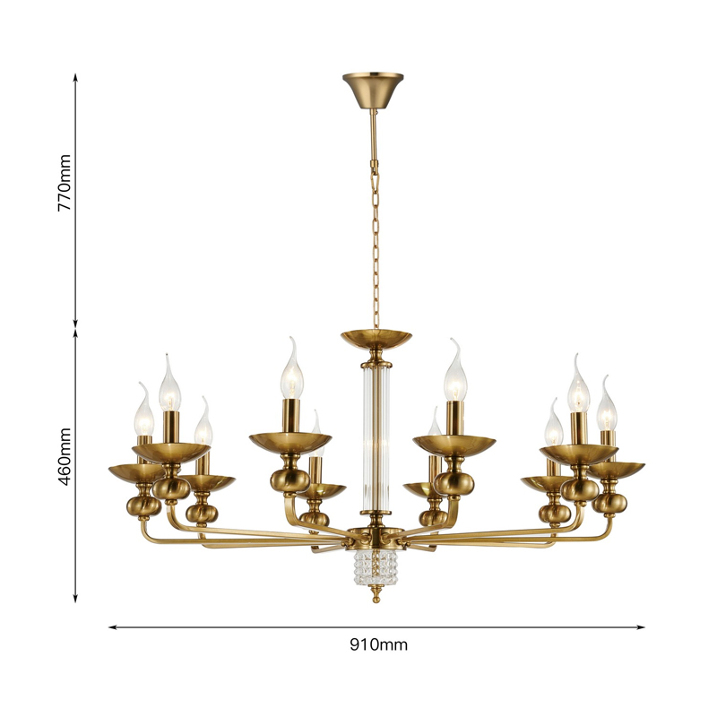 Люстра бронзового цвета со стеклянным декором Candelabrum D91 см Люстра бронзового цвета со стеклянным декором Candelabrum D91 см в Грозном
