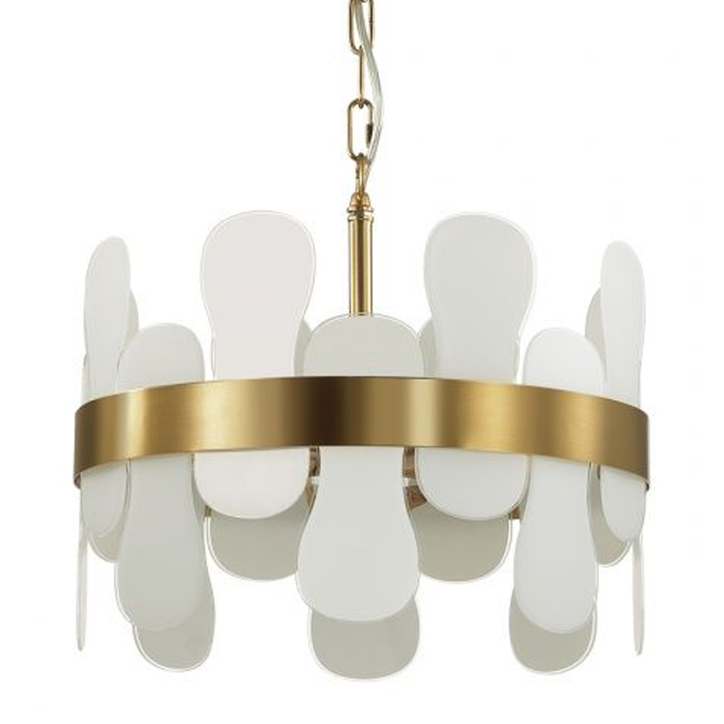 Люстра Eve Chandelier фигурное стекло диаметр 40 см Золотой Белое матовое стекло Люстра Eve Chandelier фигурное стекло диаметр 40 см Золотой Белое матовое стекло в Грозном | Loft Concept