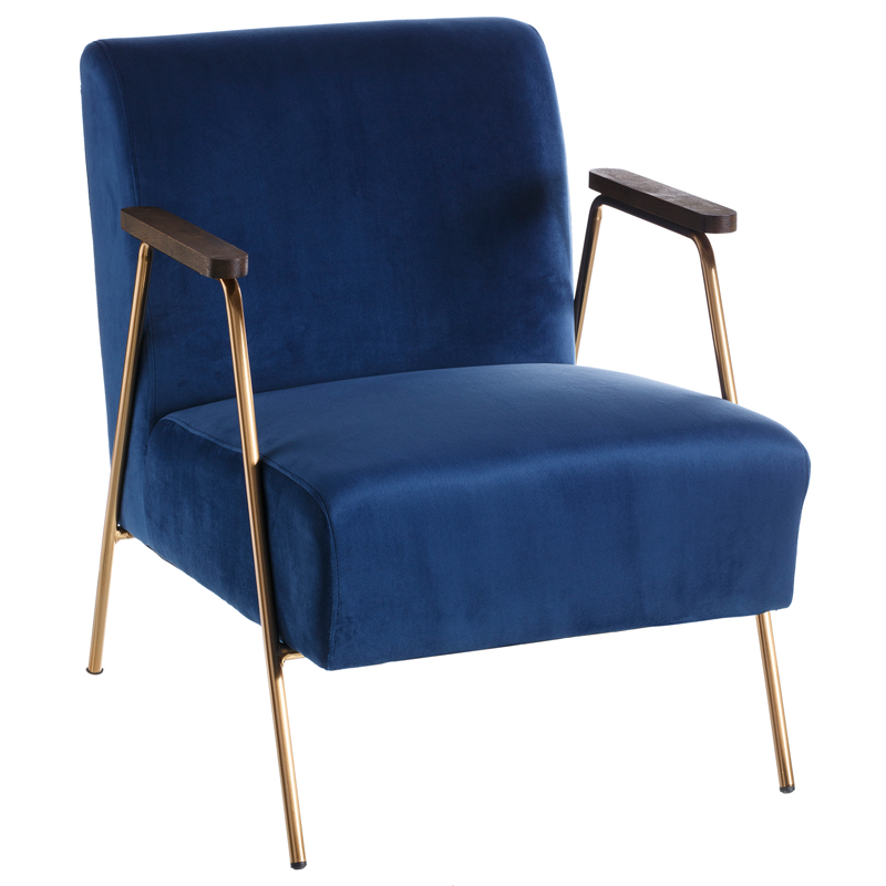 Кресло Domitila Armchair blue Синий Золотой Коричневый Кресло Domitila Armchair blue Синий Золотой Коричневый в Грозном | Loft Concept