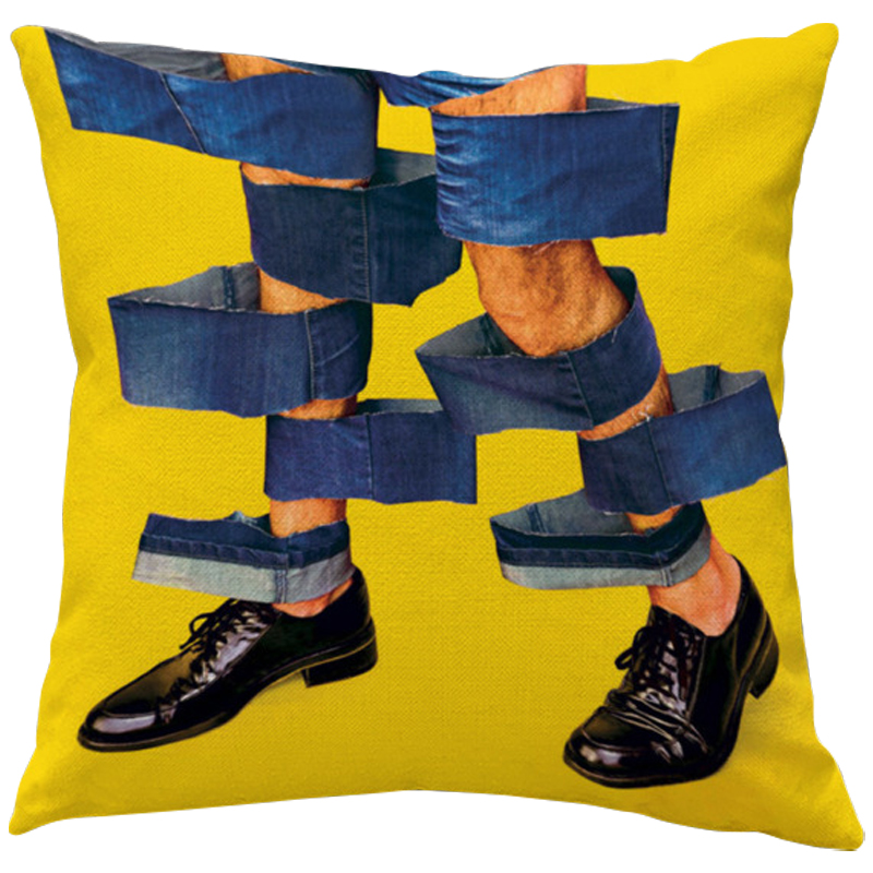 Декоративная подушка Seletti Cushion Jeans Желтый Синий Черный Декоративная подушка Seletti Cushion Jeans Желтый Синий Черный в Грозном | Loft Concept