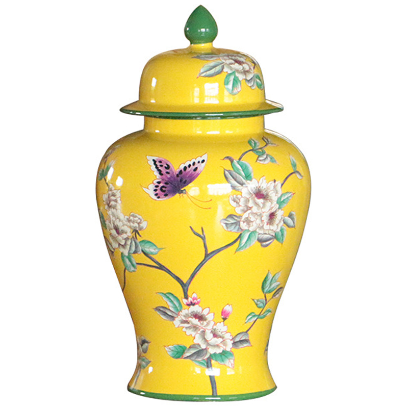 Ваза с крышкой Porcelain Yellow Garden Vase Желтый Зеленый Ваза с крышкой Porcelain Yellow Garden Vase Желтый Зеленый в Грозном | Loft Concept