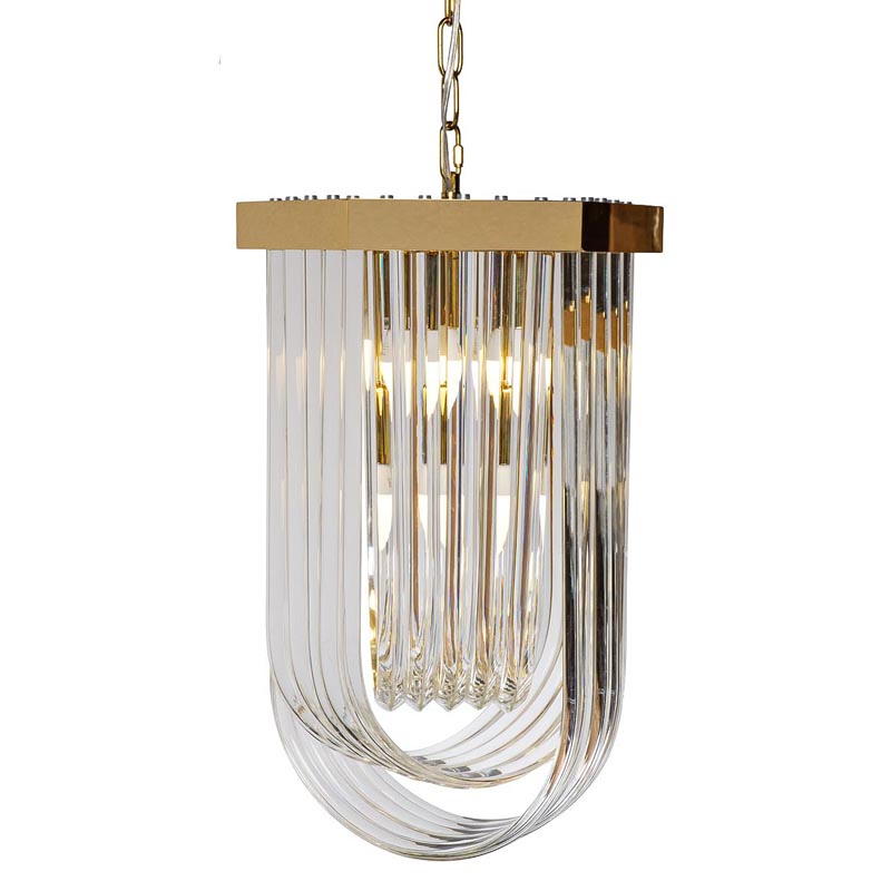 Люстра Retro FROZEN GLASS gold 4 lamp Глянцевое золото Люстра Retro FROZEN GLASS gold 4 lamp Глянцевое золото в Грозном | Loft Concept