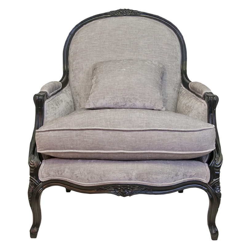 Кресло Ava Classical Armchair black and grey velour Серый Черный Кресло Ava Classical Armchair black and grey velour Серый Черный в Грозном | Loft Concept