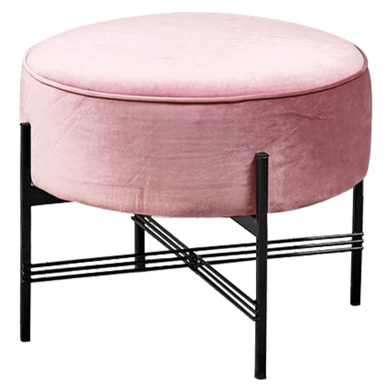 Пуф розовый велюровый Sanjay Velour Pouf Pink Дымчатая Роза Черный в Грозном | Loft Concept 