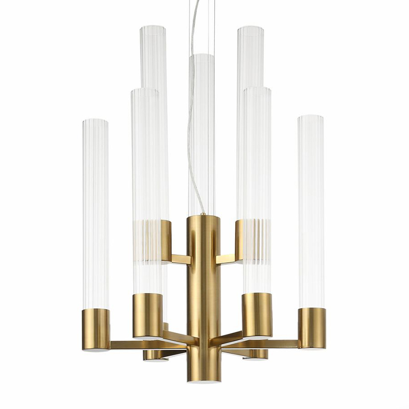 Люстра Jenae Glass Tubes Chandelier 9 Латунь Прозрачное Стекло Люстра Jenae Glass Tubes Chandelier 9 Латунь Прозрачное Стекло в Грозном | Loft Concept