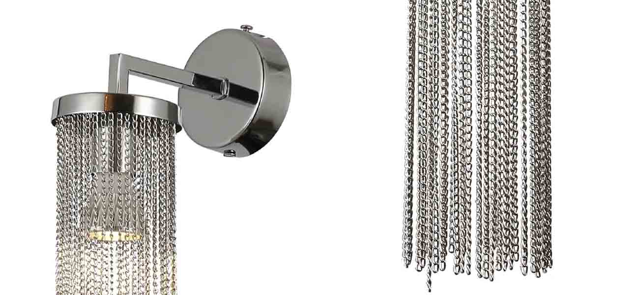 Бра с декором из цепочек ATLANTIS CHAIN Хром - фото