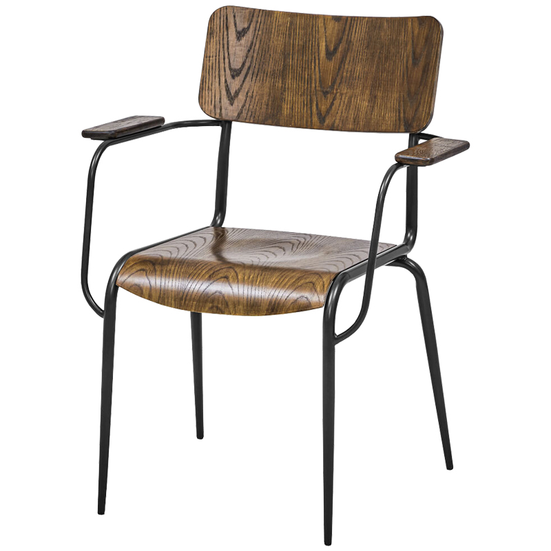 Стул с подлокотниками Joshua Loft Stool with armrests Коричневый Черный Стул с подлокотниками Joshua Loft Stool with armrests Коричневый Черный в Грозном | Loft Concept