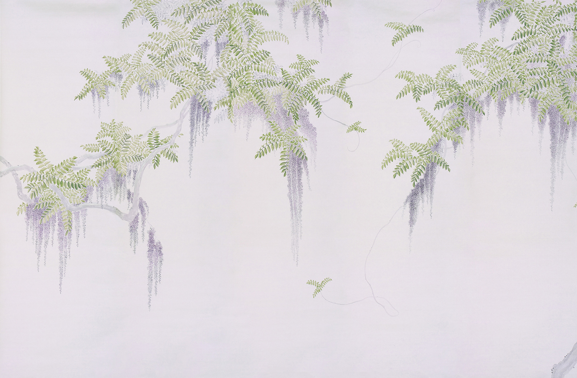 Обои в японском стиле Wisteria Lavender on Lilac Mica metallic Xuan paper Обои в японском стиле Wisteria Lavender on Lilac Mica metallic Xuan paper - постер Loft-Concept в Грозном