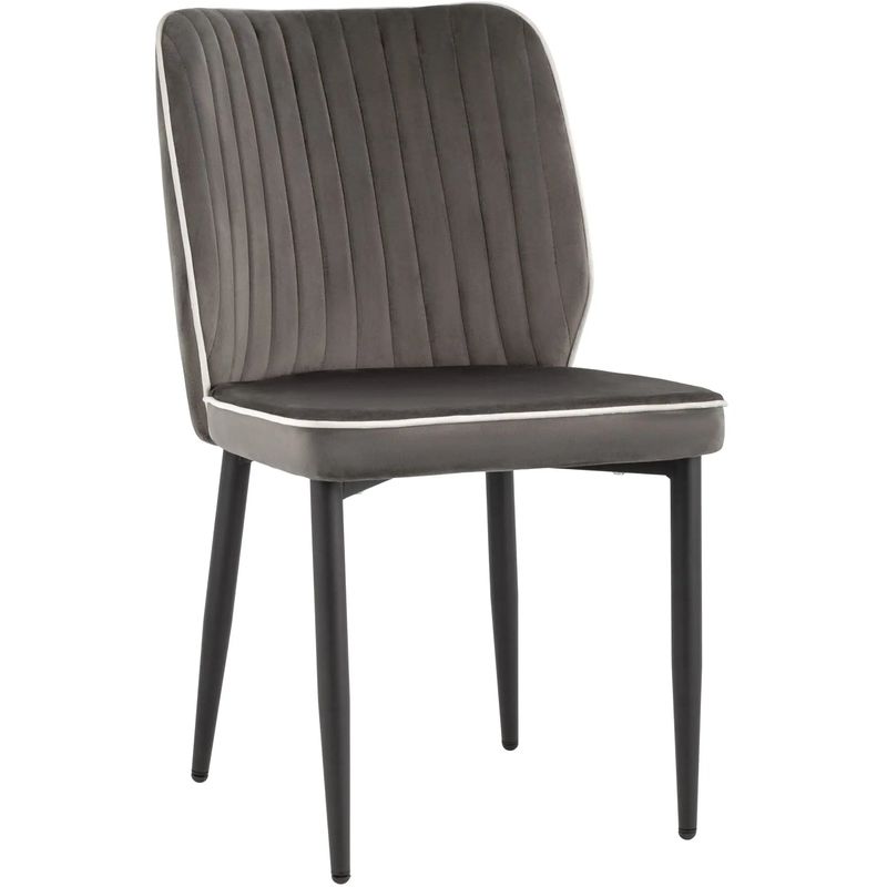 Стул Lawrence Chair Серый Велюр Белый кант Серый Белый Черный Стул Lawrence Chair Серый Велюр Белый кант Серый Белый Черный в Грозном | Loft Concept