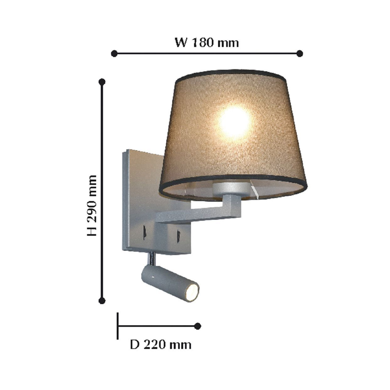 Бра с абажуром и поворотным спотом Trumpet Lamp Grey Бра с абажуром и поворотным спотом Trumpet Lamp Grey в Грозном