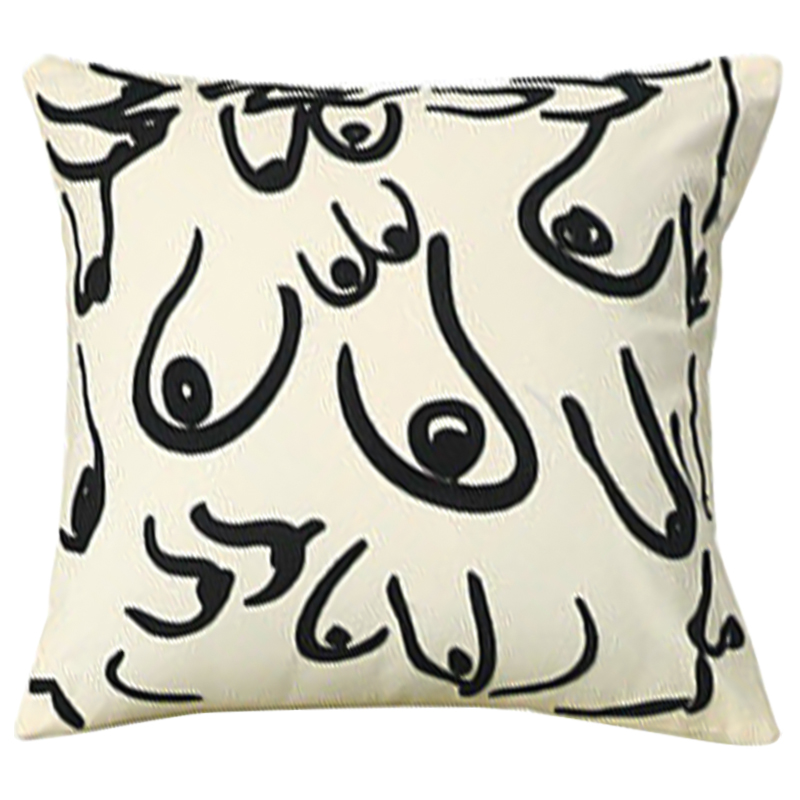 Декоративная подушка Breast Pattern Cushion Белый Черный Декоративная подушка Breast Pattern Cushion Белый Черный в Грозном | Loft Concept