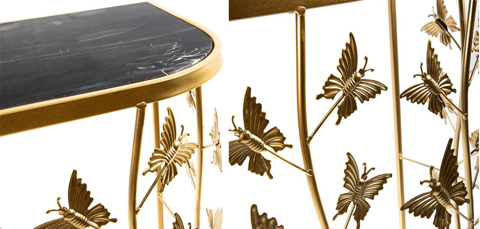 Консоль Gold Butterfly чёрный мрамор Консоль Gold Butterfly чёрный мрамор - Loft-Concept в Грозном