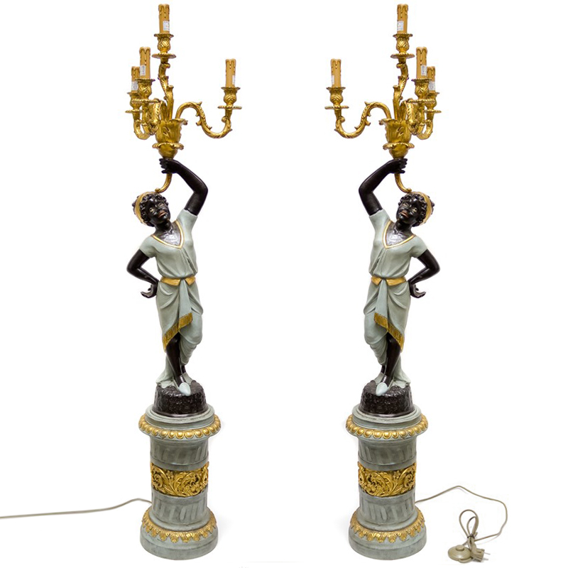 Торшер Girl With Candlestick Черный Бронза Голубой пастельный Торшер Girl With Candlestick Черный Бронза Голубой пастельный в Грозном | Loft Concept