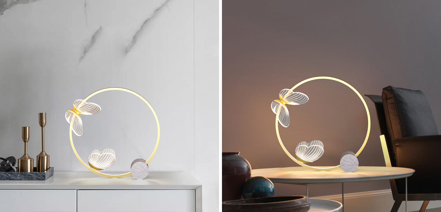 Настольная лампа со стилизованными под бабочек плафонами  Butterfly disk F - фото №1