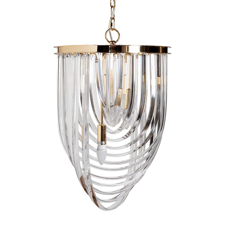 Люстра Retro FROZEN GLASS gold 3 lamp Глянцевое золото Люстра Retro FROZEN GLASS gold 3 lamp Глянцевое золото в Грозном | Loft Concept
