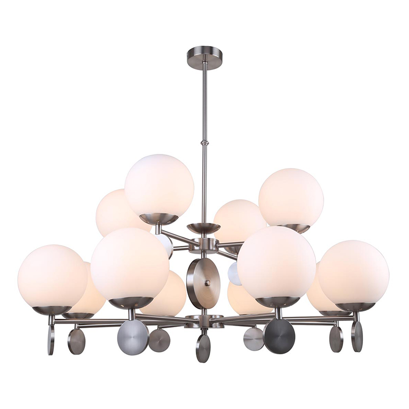 Люстра Kyran Nickel Chandelier 12 Никель Белый Люстра Kyran Nickel Chandelier 12 Никель Белый в Грозном | Loft Concept