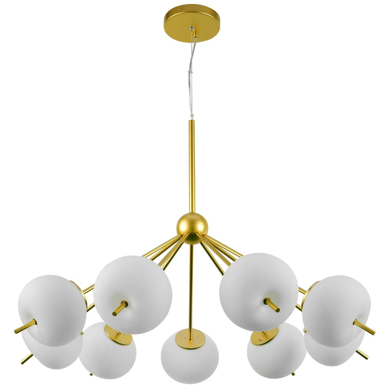 Люстра White ball brass Louise 9 Белое матовое стекло Латунь Люстра White ball brass Louise 9 Белое матовое стекло Латунь в Грозном | Loft Concept