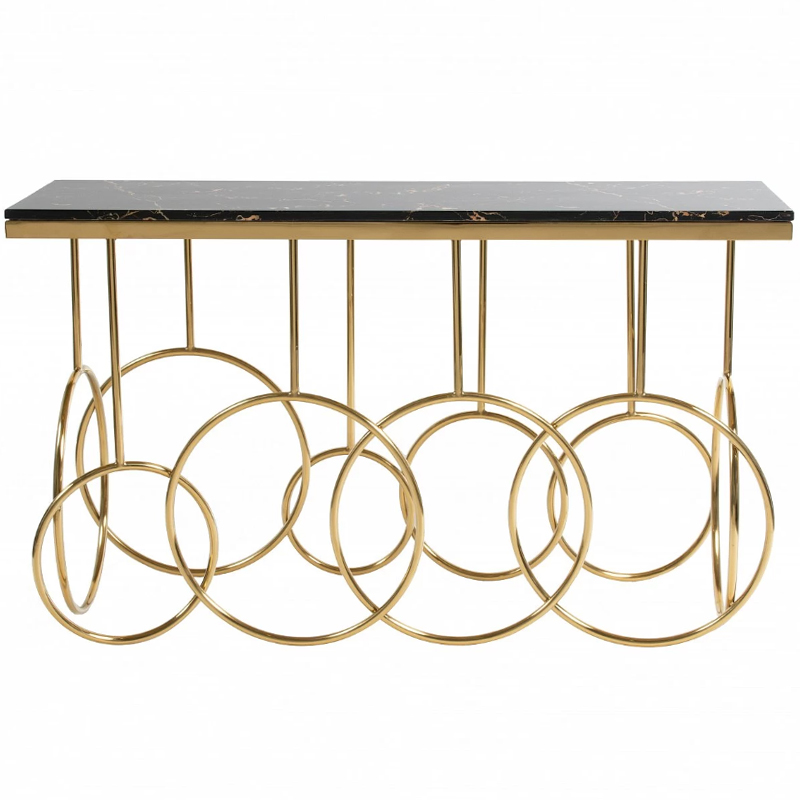 Консоль с чёрной мраморной столешницей Gwendolyn Console Черный Золотой Консоль с чёрной мраморной столешницей Gwendolyn Console Черный Золотой в Грозном | Loft Concept