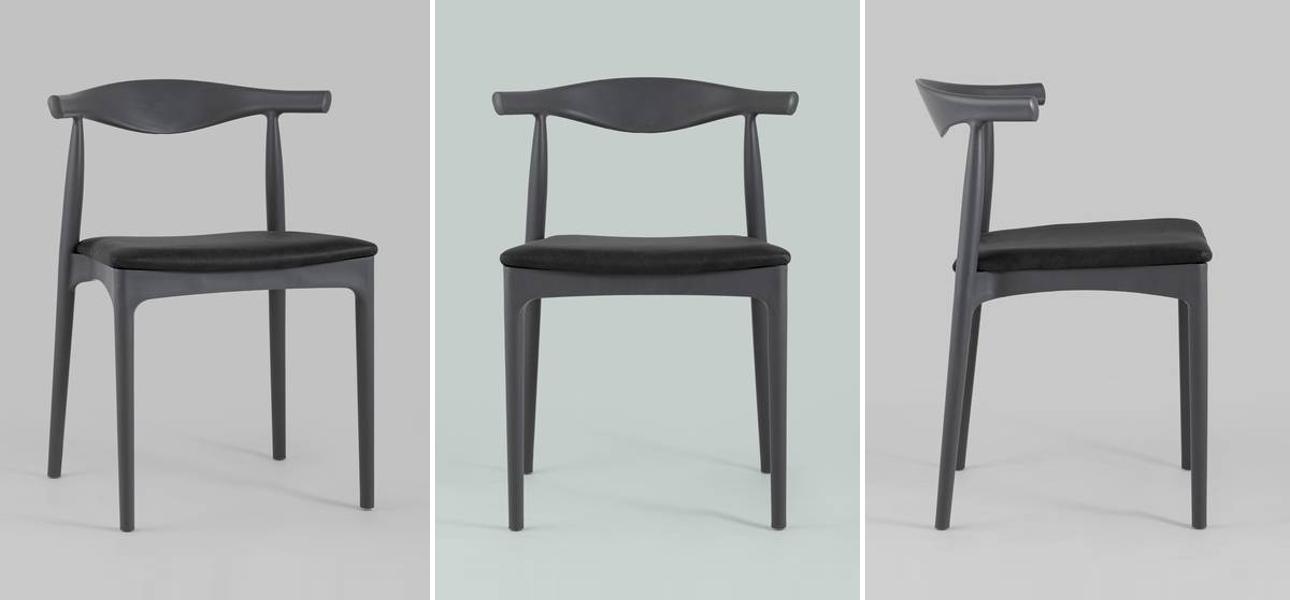 Стул Elbow HANS J.WEGNER с Подлокотником Серый Мягкое Сидение - фото