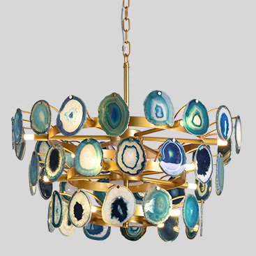 Люстра Agate Burst Chandelier 3 Round blue Зеленый Золотой Люстра Agate Burst Chandelier 3 Round blue Зеленый Золотой в Грозном | Loft Concept