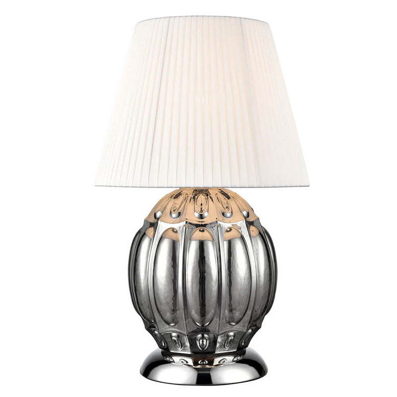 Настольная лампа ХРОМ Hailey Chrome Table Lamp Прозрачное Стекло Белый Темный хром Настольная лампа ХРОМ Hailey Chrome Table Lamp Прозрачное Стекло Белый Темный хром в Грозном | Loft Concept