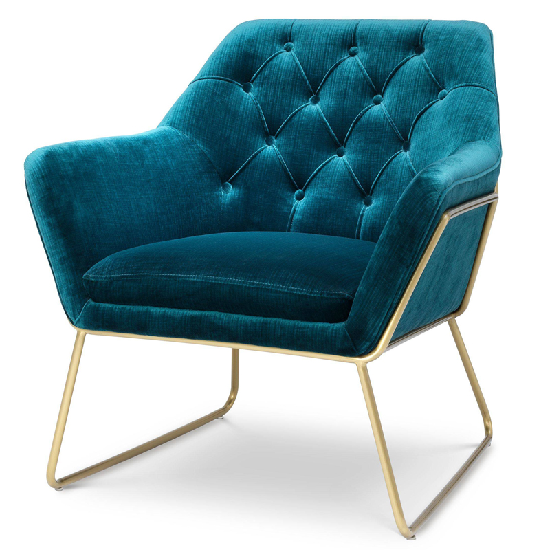 Кресло Eichholtz Chair Court Синий Матовая латунь Кресло Eichholtz Chair Court Синий Матовая латунь в Грозном | Loft Concept