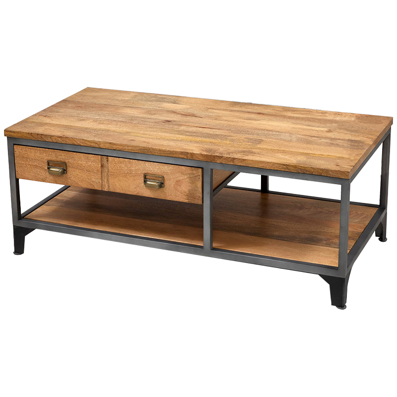 Кофейный стол в стиле лофт Russell Coffee Table Древесина Графит Латунь Кофейный стол в стиле лофт Russell Coffee Table Древесина Графит Латунь в Грозном | Loft Concept