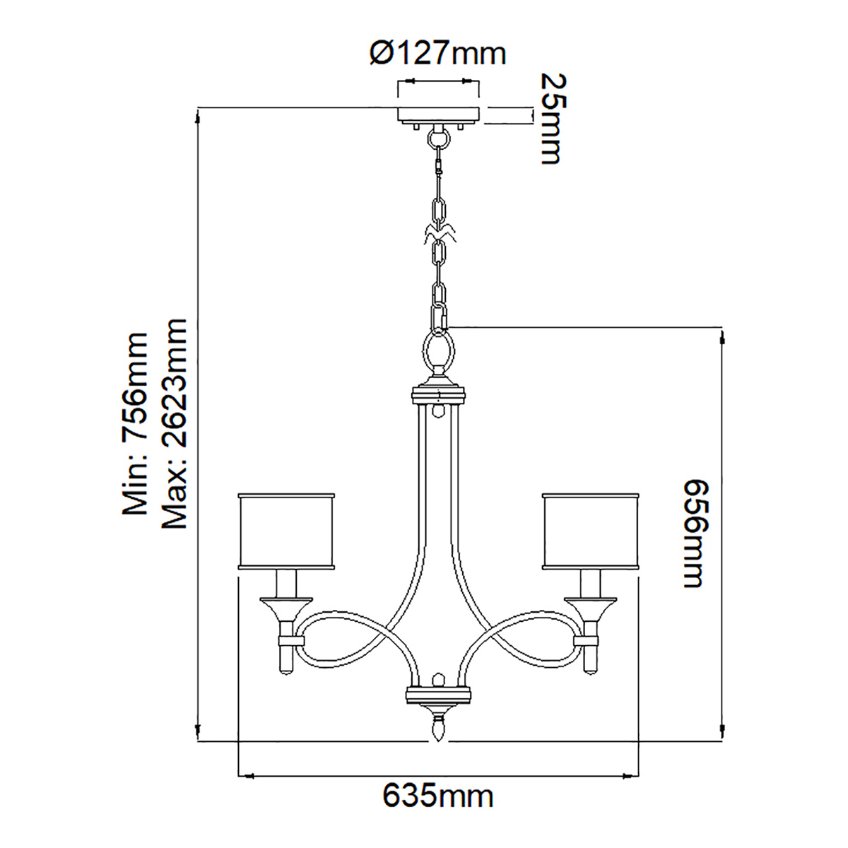 Люстра с белыми тканевыми абажурами в прозрачных стеклянных цилиндрах Kichler в Грозном