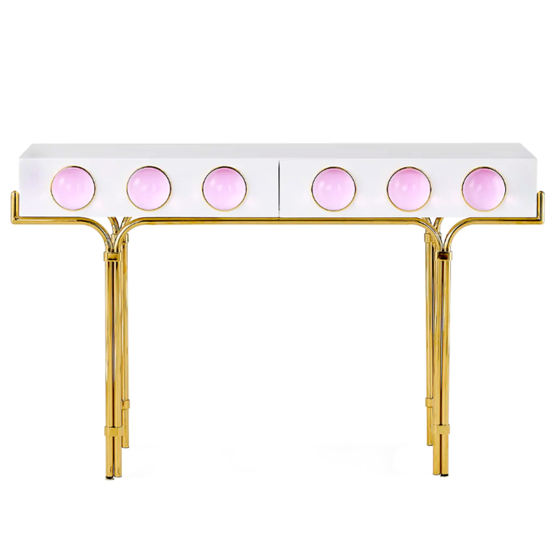 Консоль Globo Console Розовый цвет Белый Розовый Золотой Консоль Globo Console Розовый цвет Белый Розовый Золотой в Грозном | Loft Concept