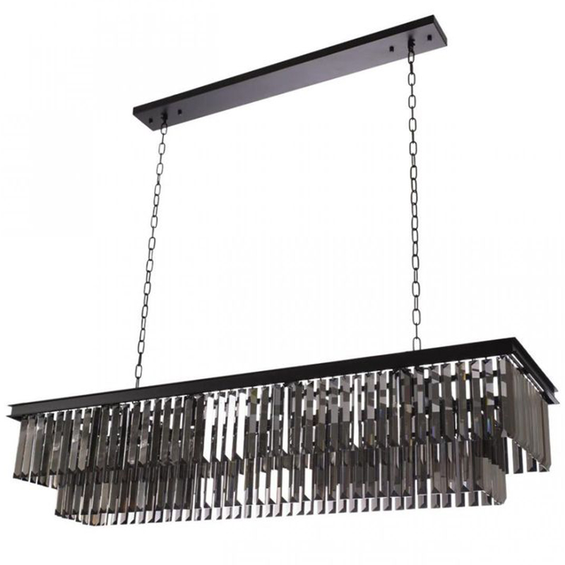 Прямоугольная Люстра RH 1920s Odeon Black iron Серое Стекло Длина 120 см Черный Серый Прямоугольная Люстра RH 1920s Odeon Black iron Серое Стекло Длина 120 см Черный Серый в Грозном | Loft Concept