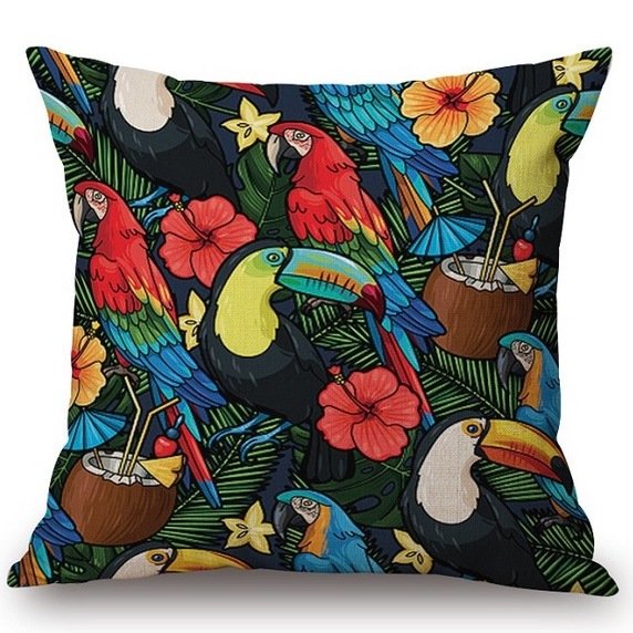 Декоративная подушка Toucans and Flowers Декоративная подушка Toucans and Flowers в Грозном | Loft Concept