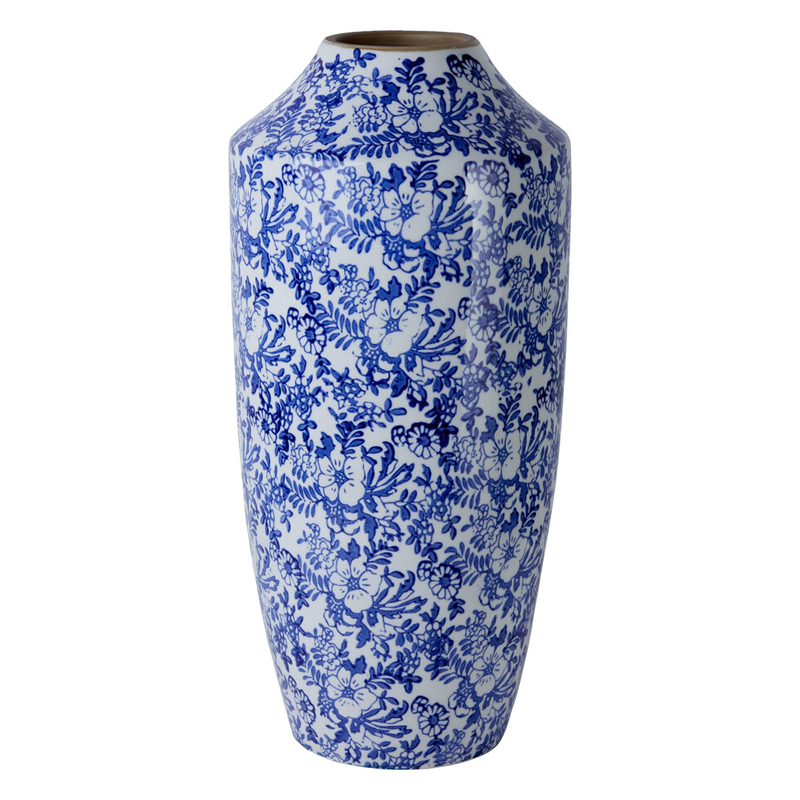 Ваза с синим цветочным узором Blue & White Ornament Белый Синий Ваза с синим цветочным узором Blue & White Ornament Белый Синий в Грозном | Loft Concept