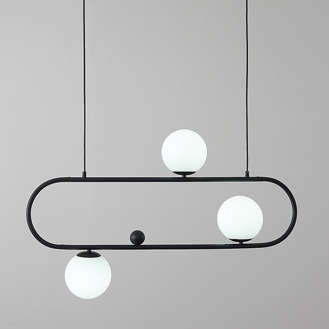 Люстра Horizontal Balls Balance Black 3 Черный Белый Люстра Horizontal Balls Balance Black 3 Черный Белый в Грозном | Loft Concept