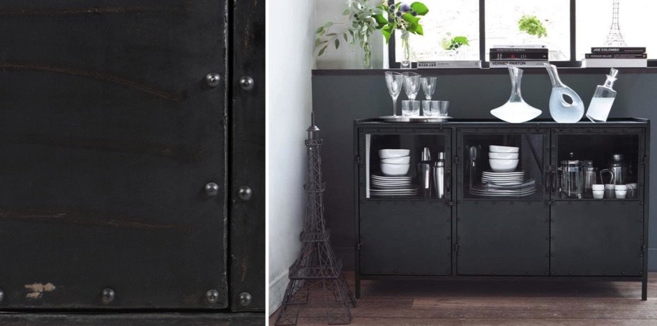Буфет в стиле Лофт черный Industrial Vitre Big Buffet Буфет в стиле Лофт черный Industrial Vitre Big Buffet - Loft-Concept в Грозном