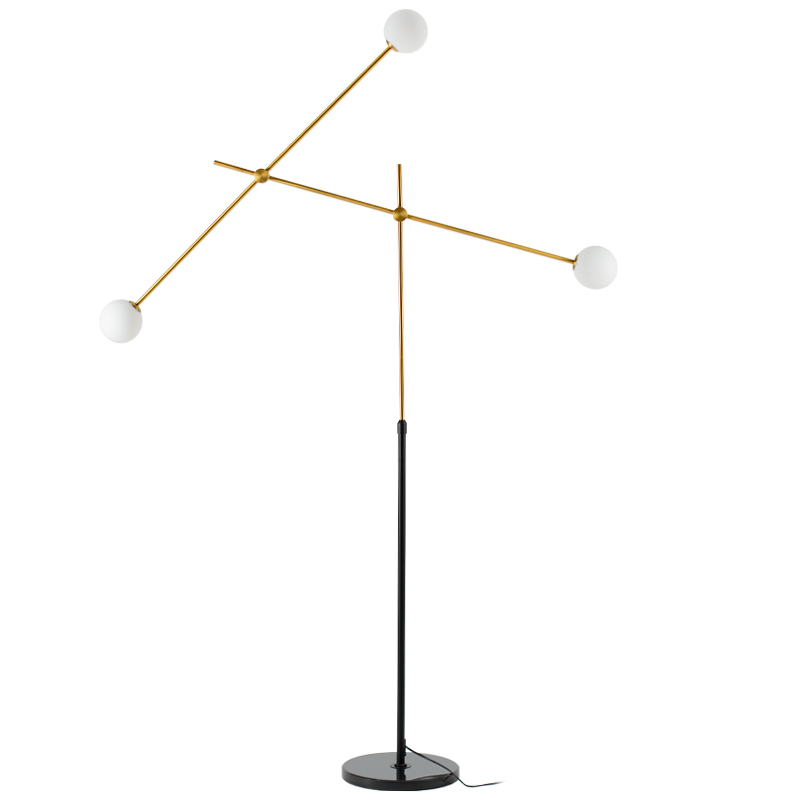 Торшер Baton FLOR LAMP 3 Черный Белый Латунь Торшер Baton FLOR LAMP 3 Черный Белый Латунь в Грозном | Loft Concept