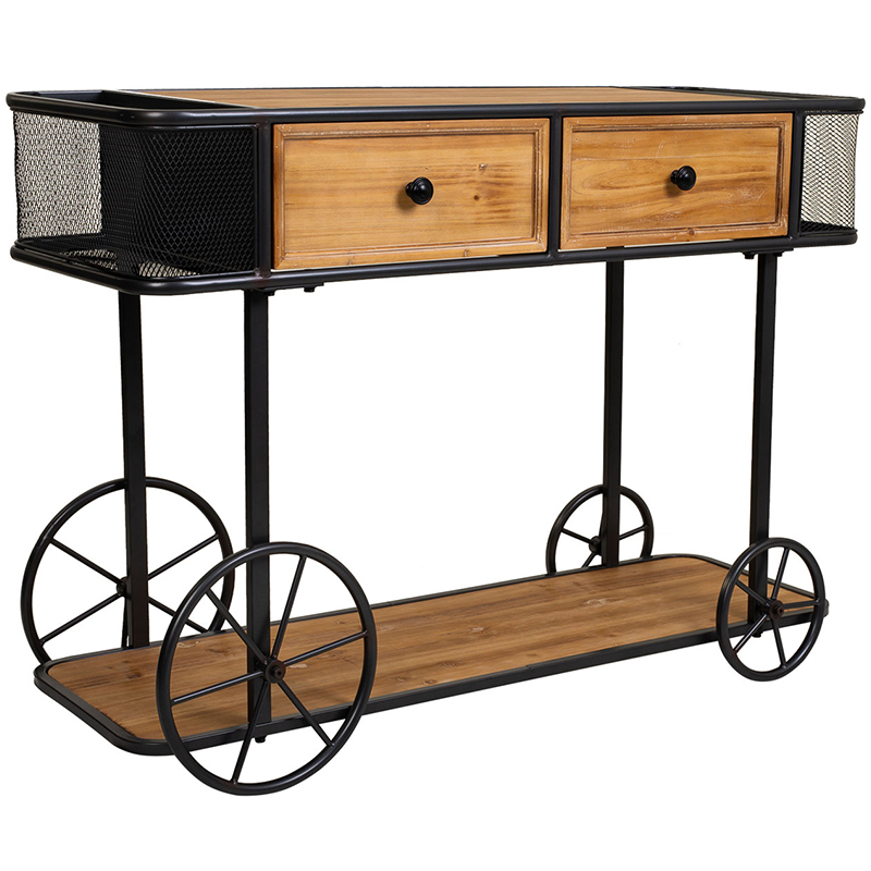 Консоль на колесах c 2-мя выдвижными ящиками Cabrera Console Древесина Черный Консоль на колесах c 2-мя выдвижными ящиками Cabrera Console Древесина Черный в Грозном | Loft Concept