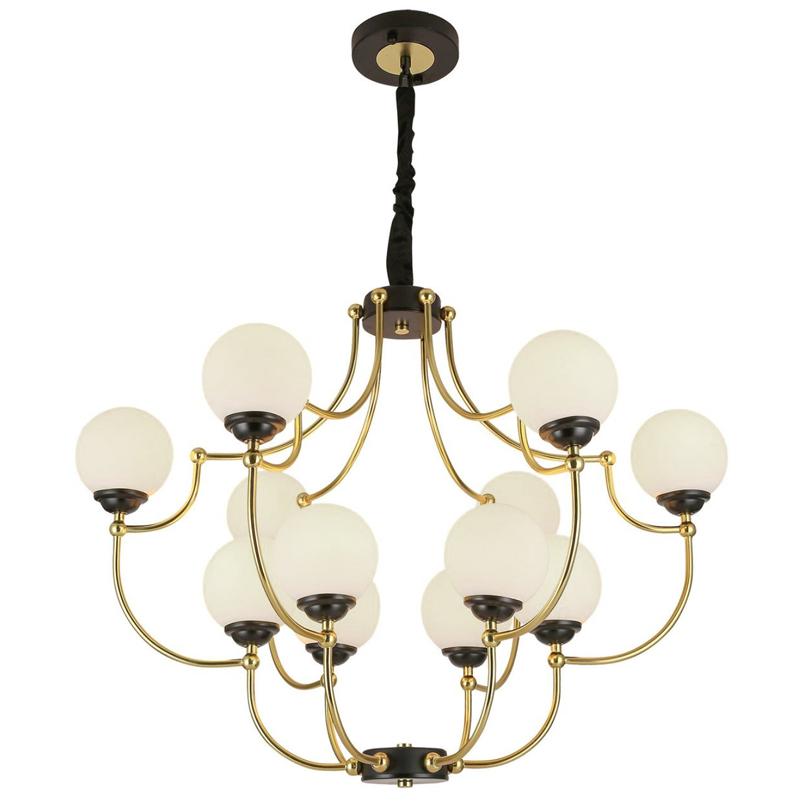 Люстра White Ball Valley Arredoluce Chandelier 12 Прозрачный белый Латунь Черный Люстра White Ball Valley Arredoluce Chandelier 12 Прозрачный белый Латунь Черный в Грозном | Loft Concept
