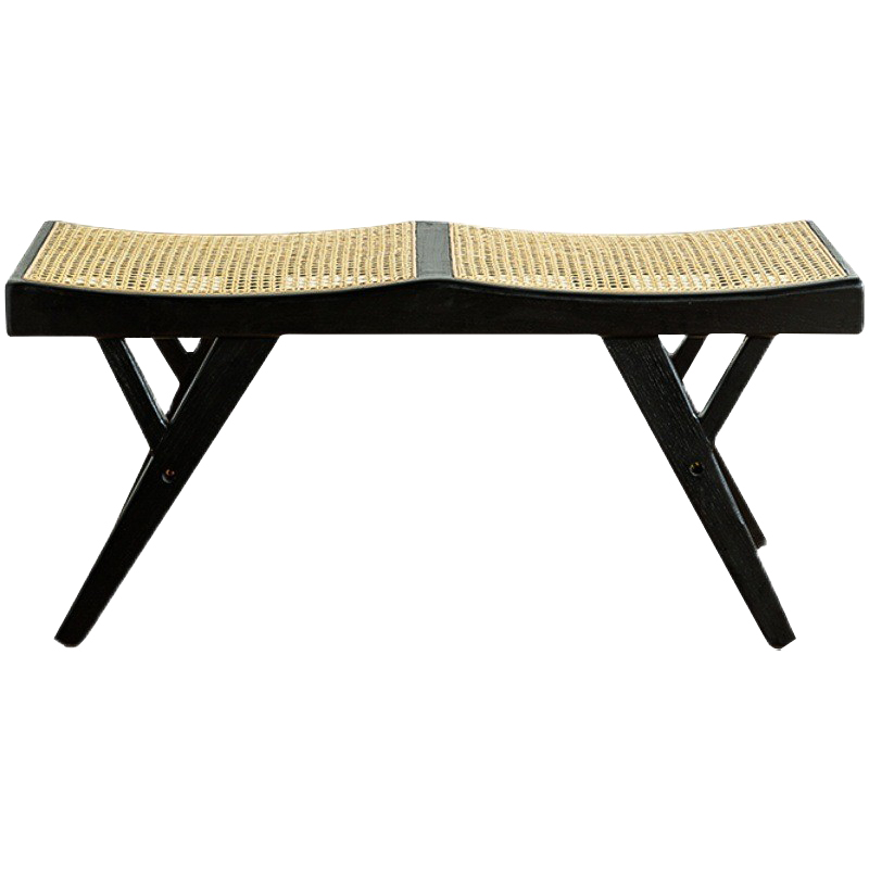 Банкетка Rattan Comfortable Bedend Stool Черный Бежевый Банкетка Rattan Comfortable Bedend Stool Черный Бежевый в Грозном | Loft Concept