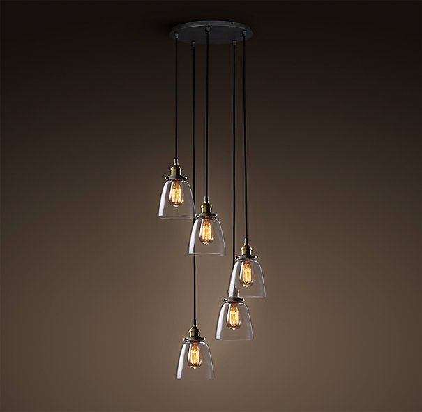 Подвесной светильник Loft Clear Glass Cloche 5 Черный Подвесной светильник Loft Clear Glass Cloche 5 Черный в Грозном | Loft Concept